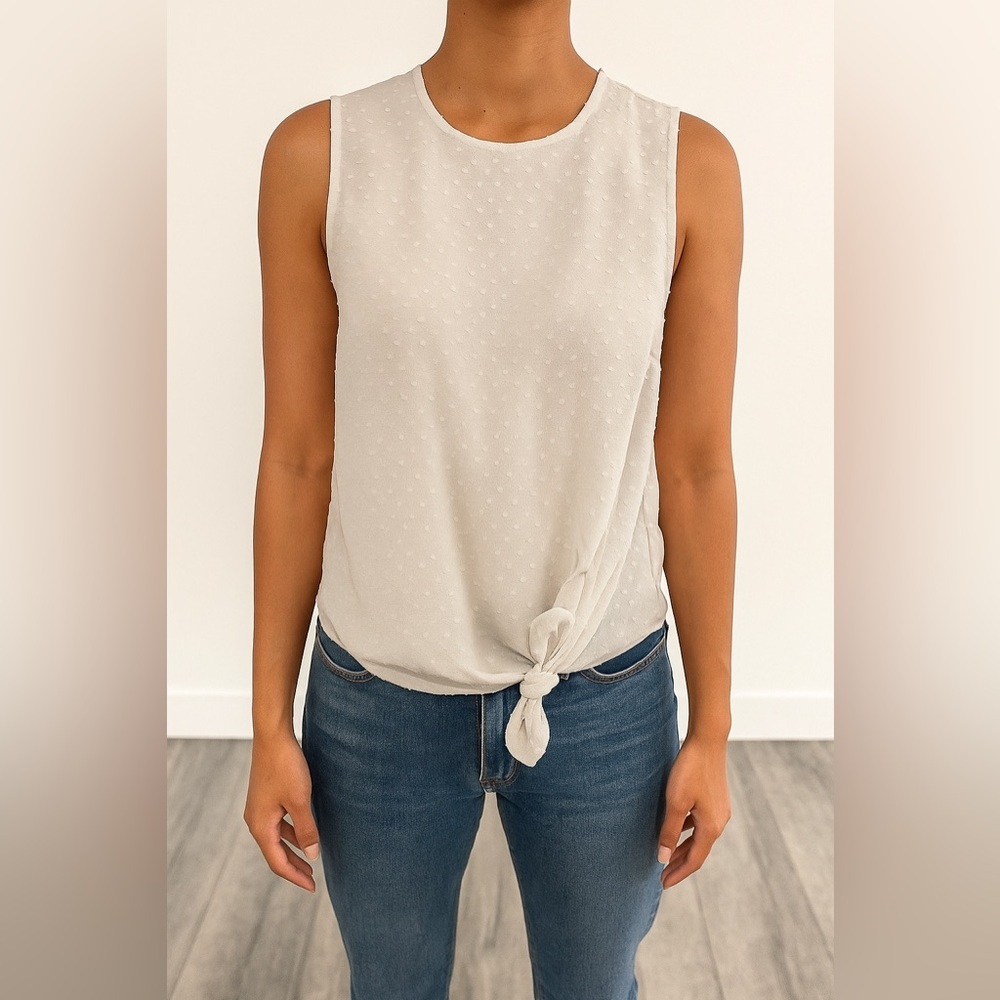 • Babaton Aritzia • Women’s Dot Tank Top Ties at the Waist White Small